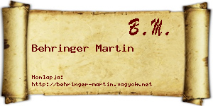 Behringer Martin névjegykártya